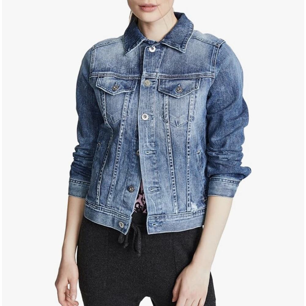 Adriano Goldschmied AG Jean Jacket Women XS Blue Soft Denim Trucker Button Front